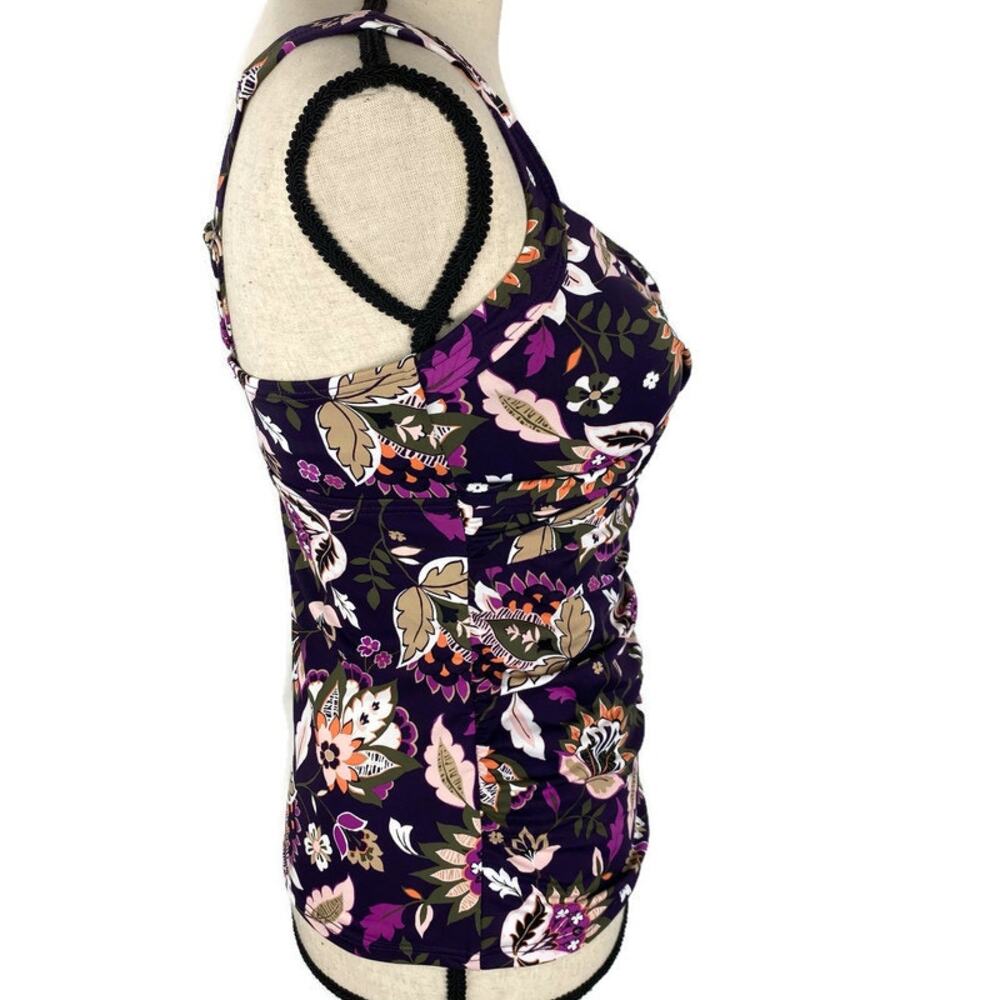 Lands End Wrap Tankini Swimsuit V Neck Underwire Top Blackberry Sz 4 - Picture 3 of 13